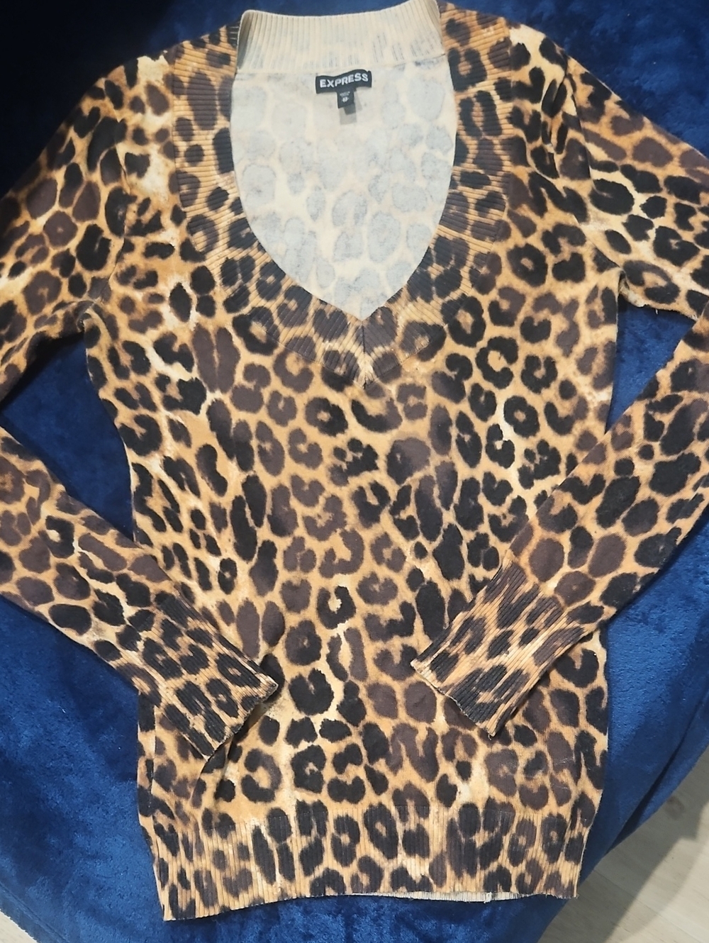 ⭐️Express Leopard Print V-Neck Sweater - Brown, Black⭐️ SZ XS
